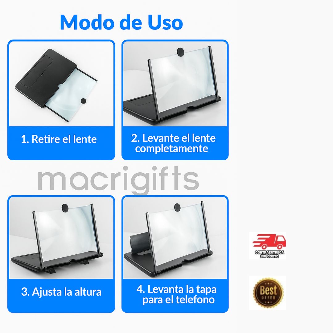 AmplíaPantallas Pro® – Mira cómodo, sin joroba y sin celular en la cara | 2x $75.900