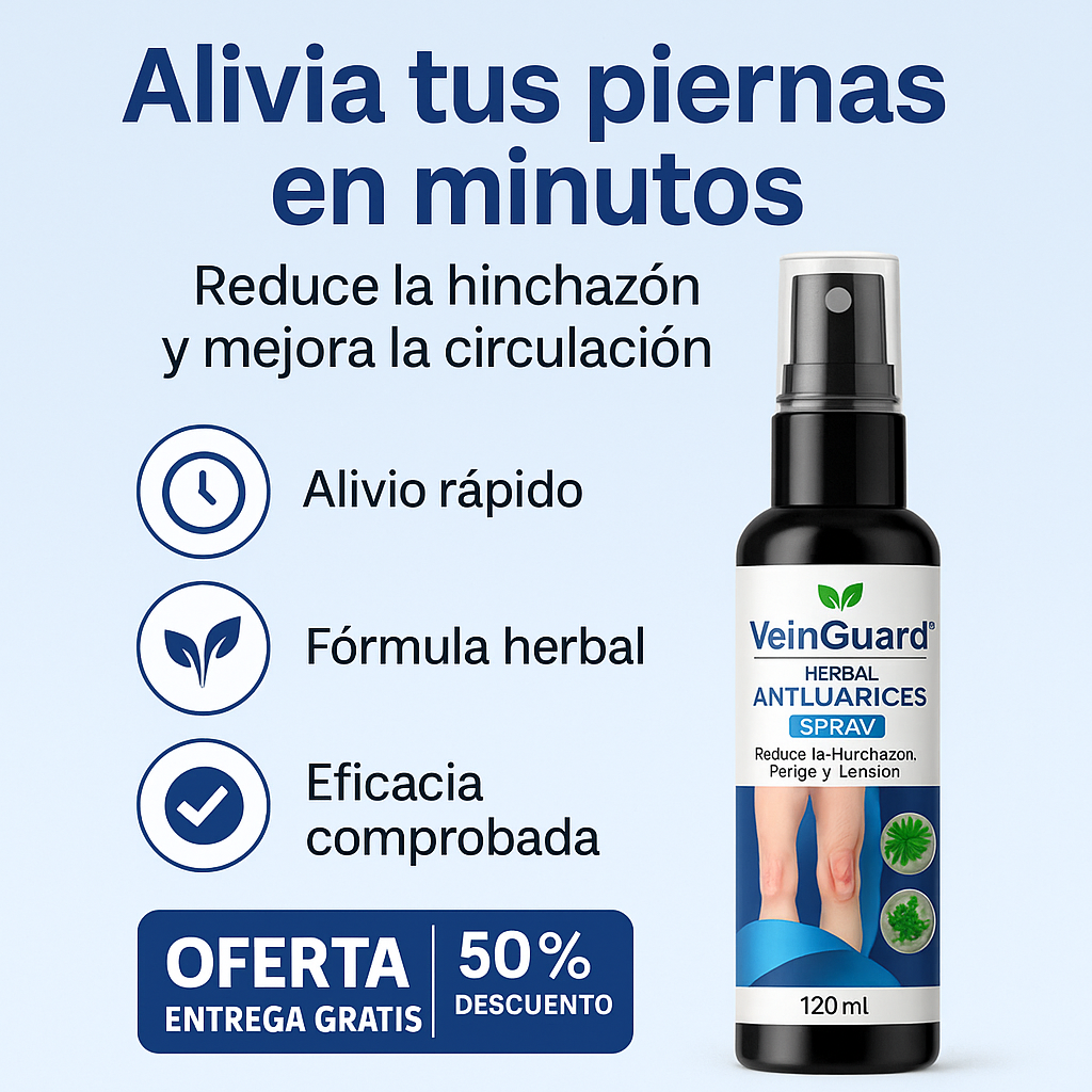 Spray Herbal Antivárices VeinGuard® – Refresca tus piernas y mejora su apariencia